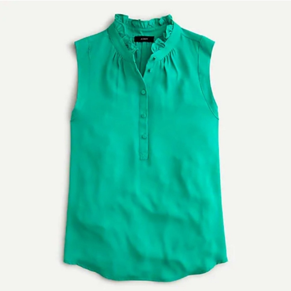 J. Crew Ruffle neck tank top shell black XS